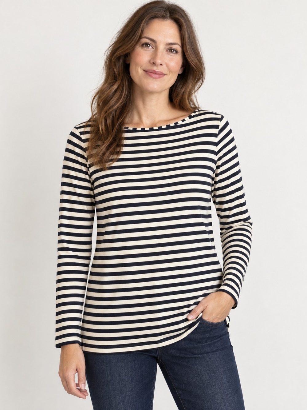 Gudrun Sjödén Striped Boat Neck Long Sleeve Top Small